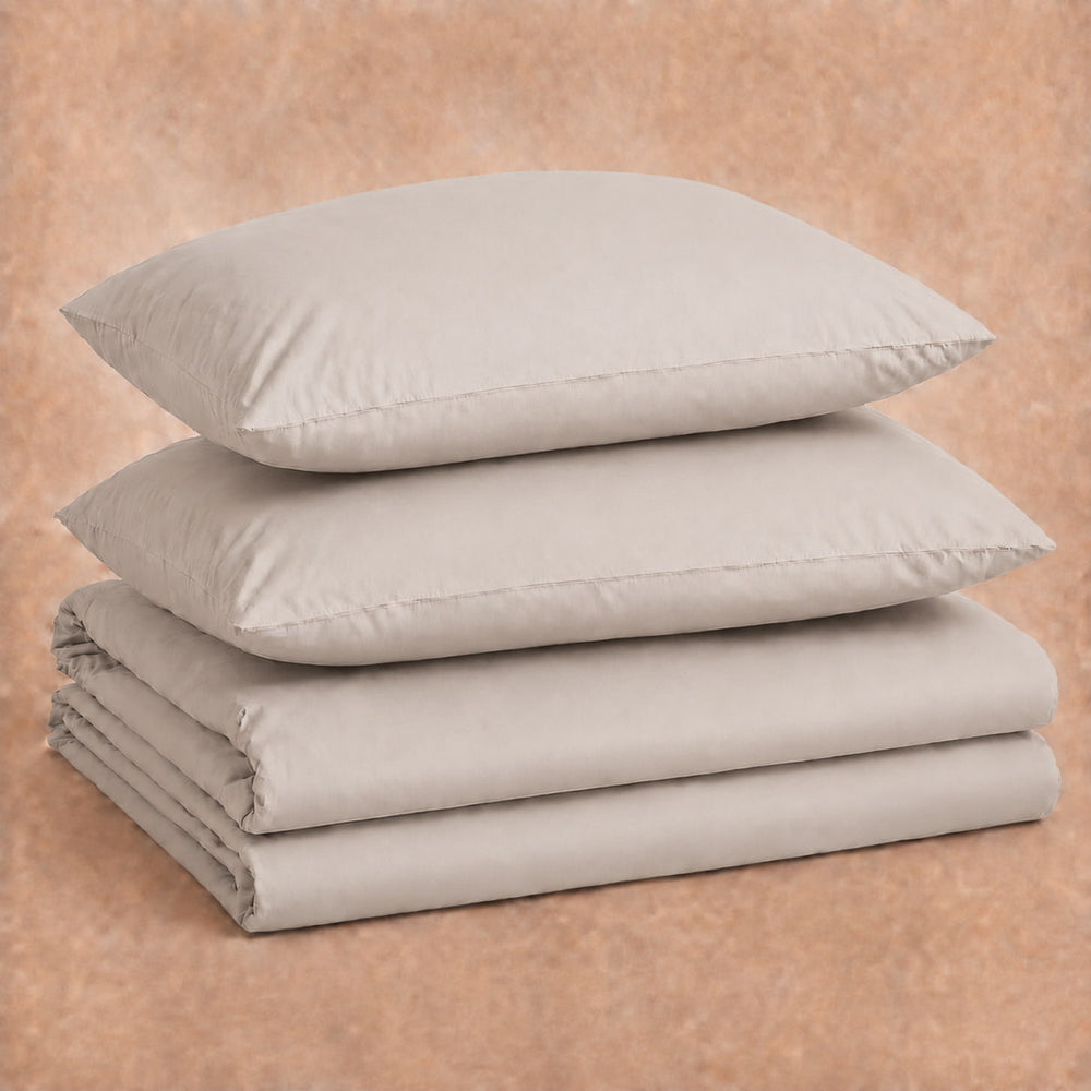 Lux Poplin-Bettwäsche Helles Steinbeige | Langstapelige Baumwolle